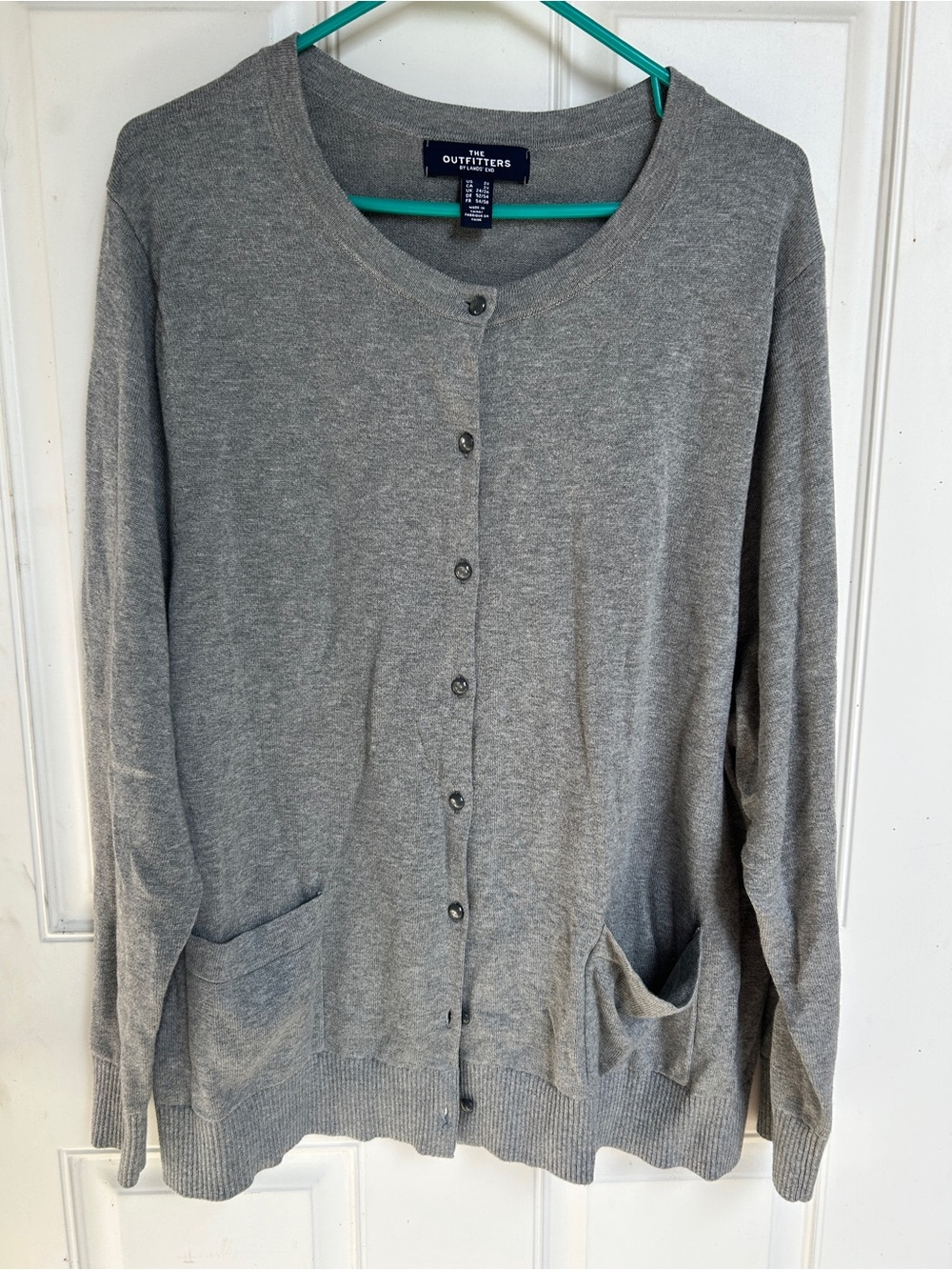 Lands' End Heather Gray Women's Button-Front Cardigan